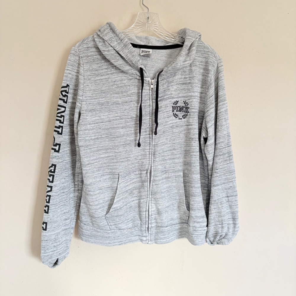 PINK Victoria's Secret Flamingo Miami Beach Sequin Full Zip Hoodie Large Y2K - Picture 11 of 12